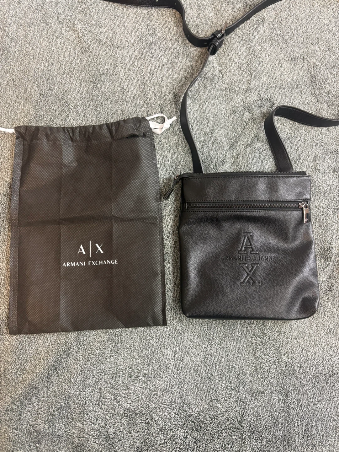 Armani Exchange Black Faux Leather Crossbody Bag