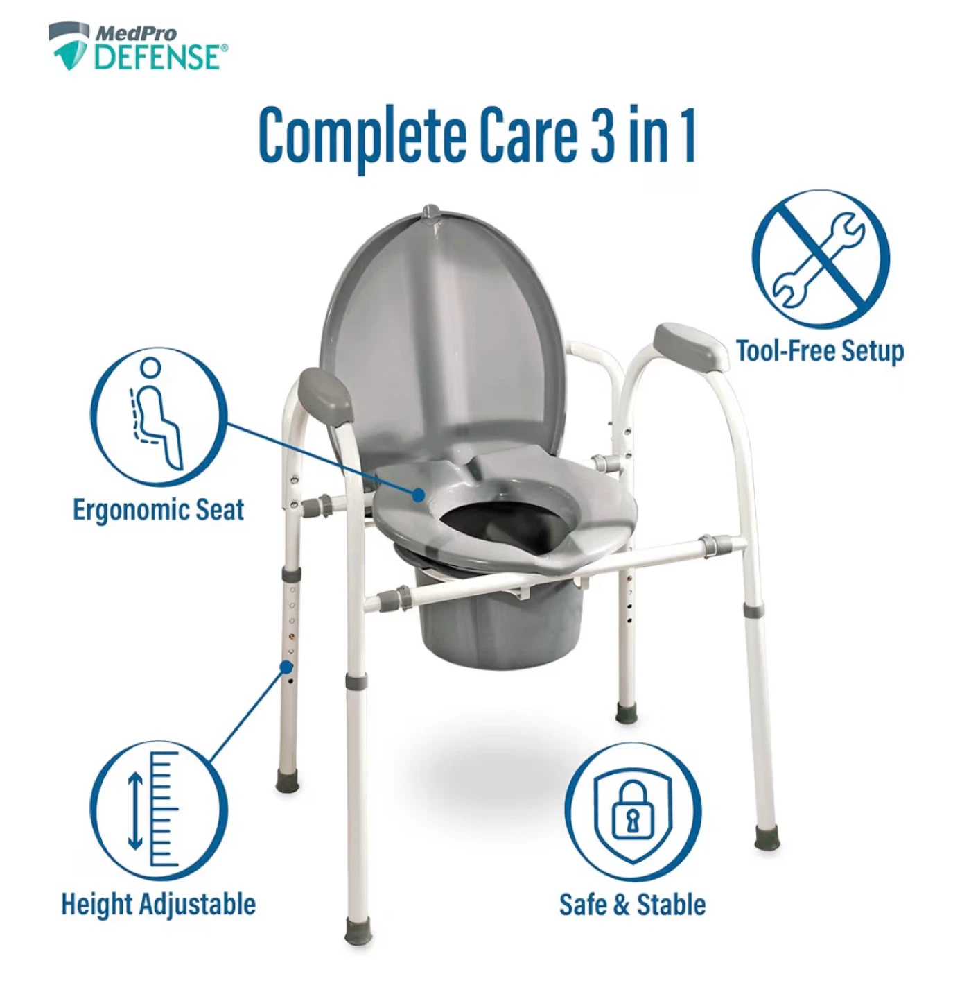 MedPro Defense Comfort Plus 3-in-1 Commode - photo 2