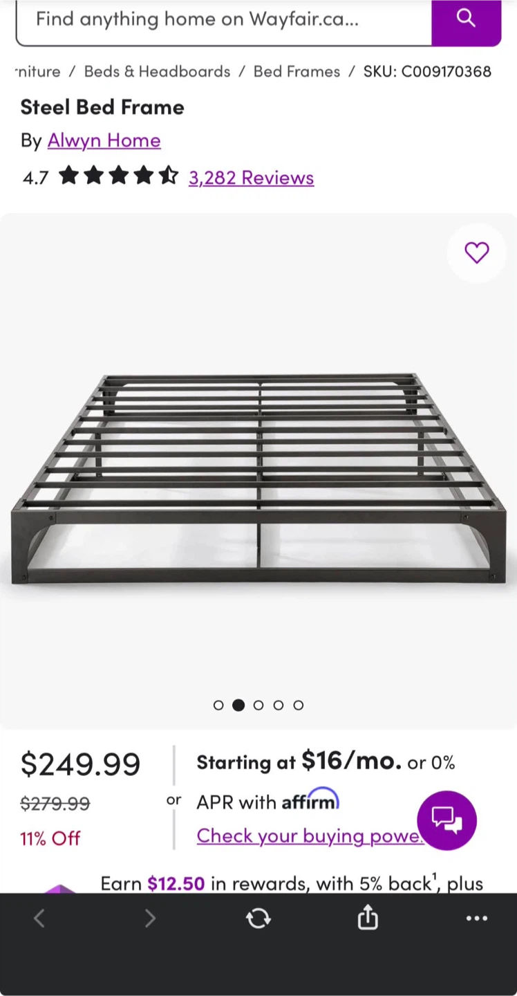 Alwyn Home Queen Size Steel Bed Frame