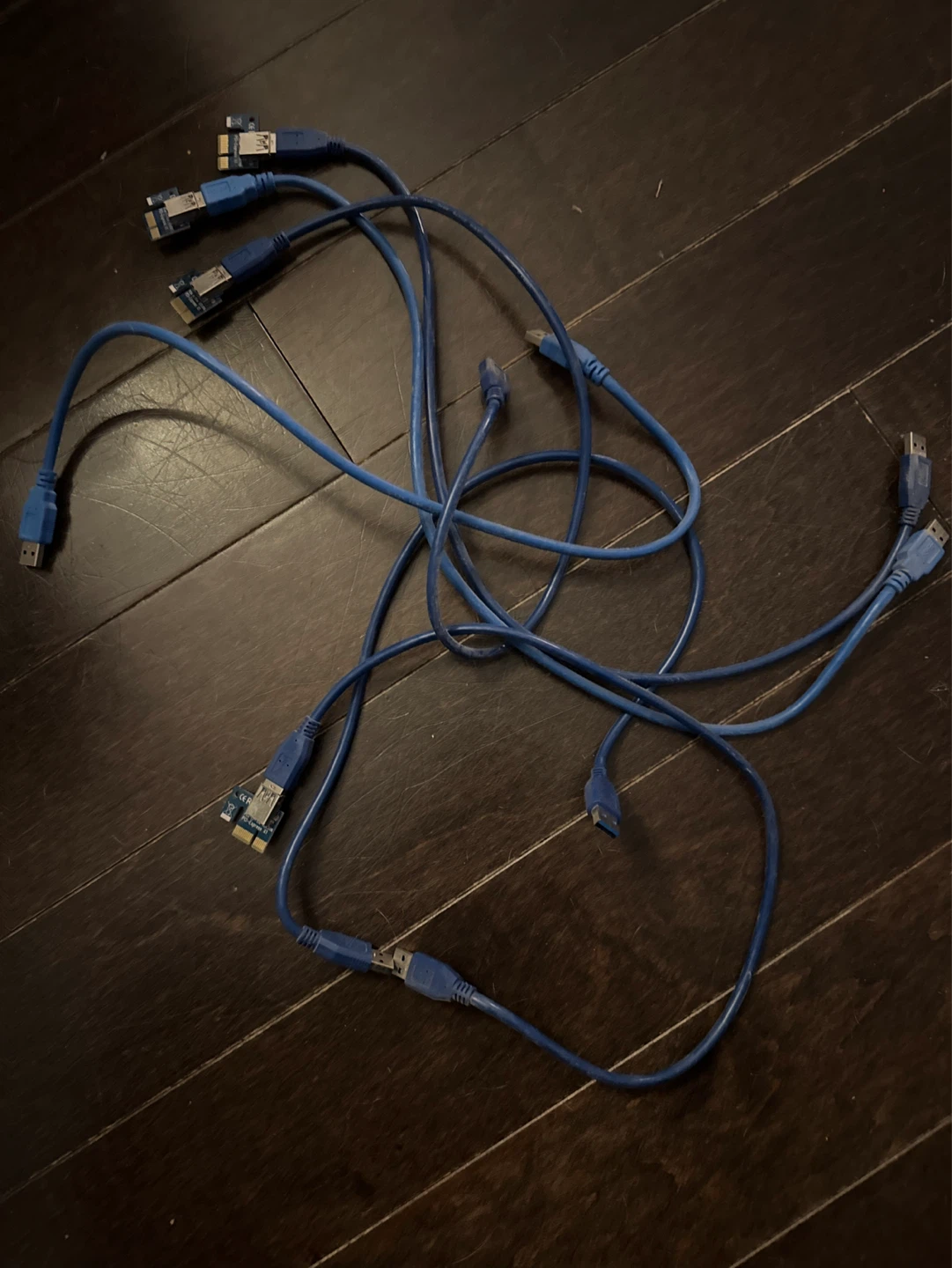 Blue USB Extension Cables with Splitters