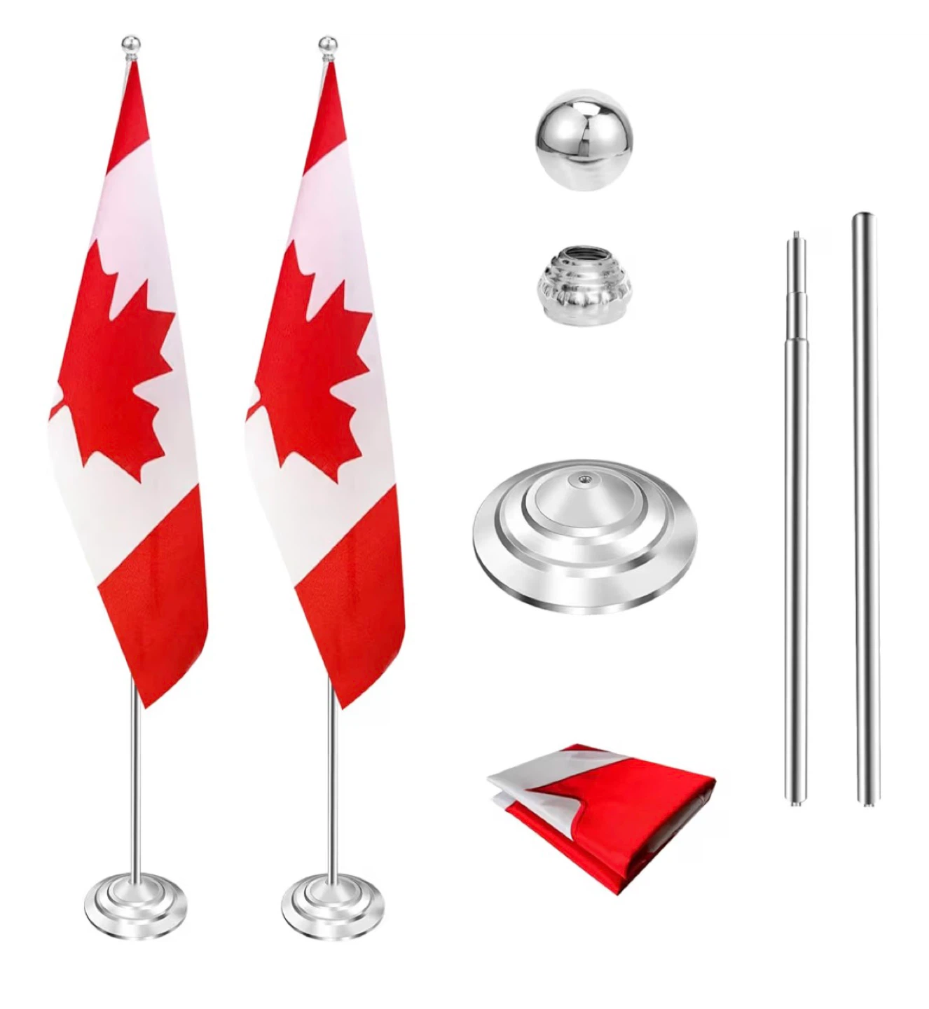 Adjustable Height Canadian Table Flag Set