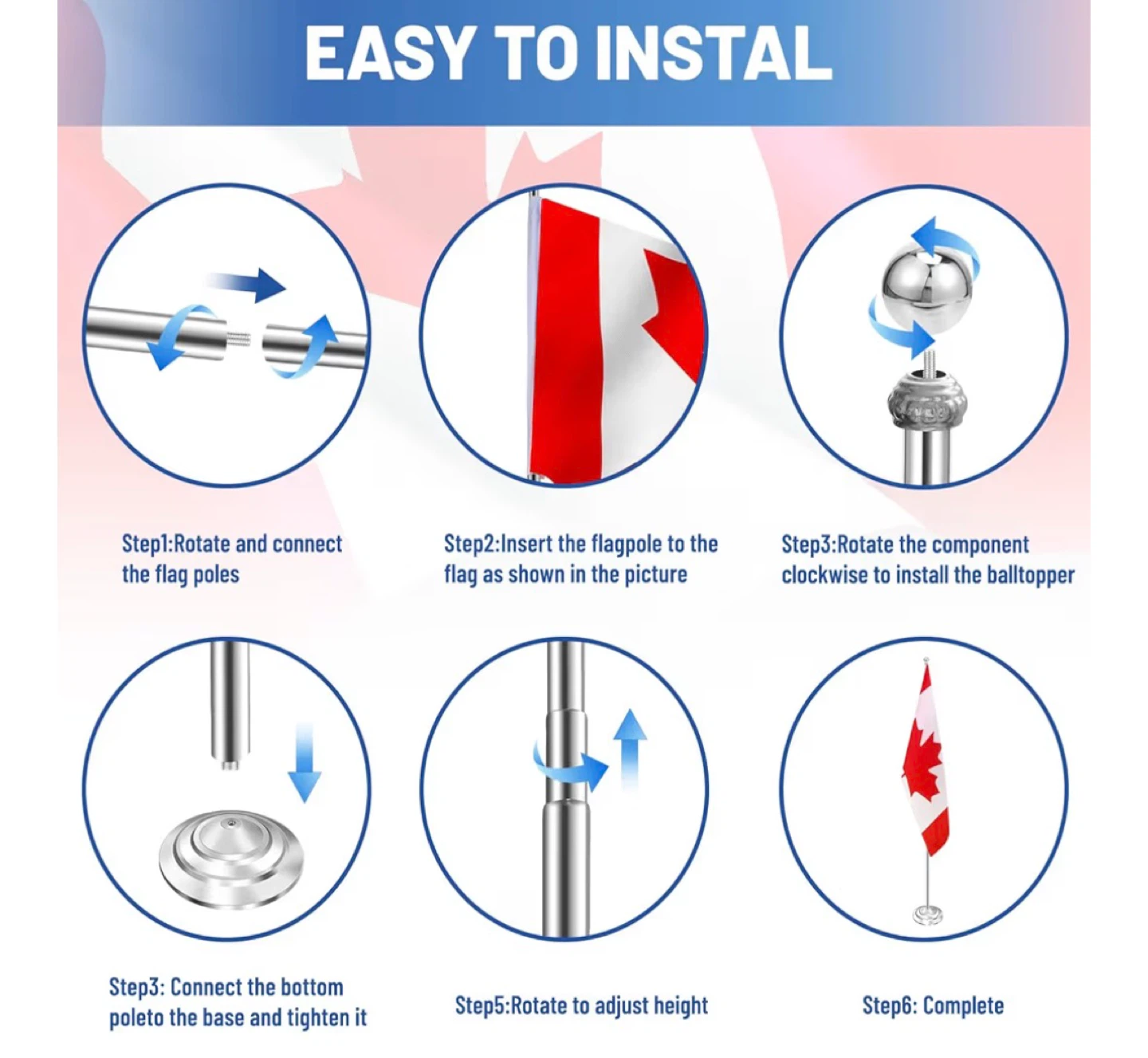 Adjustable Height Canadian Table Flag Set - photo 5