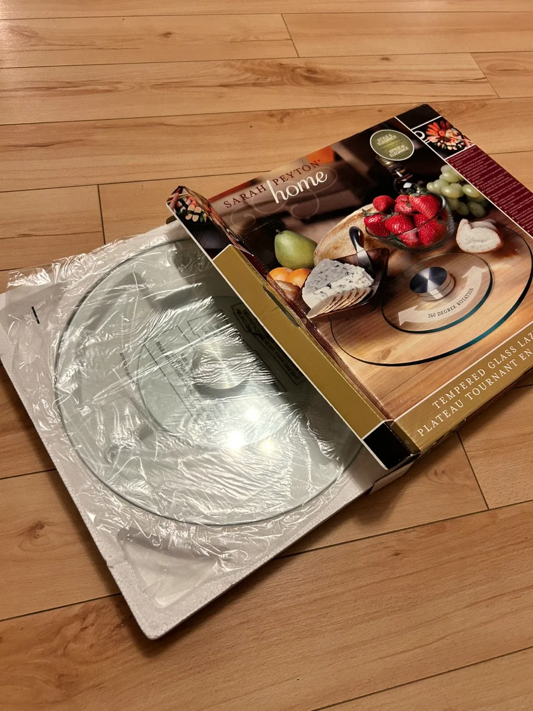 Sarah Peyton Home Tempered Glass Lazy Susan Serving Platter