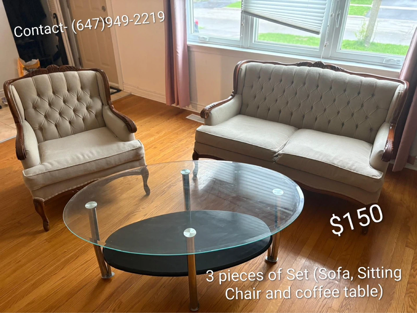 3 Piece Living Room Set - Sofa, Chair, Coffee Table