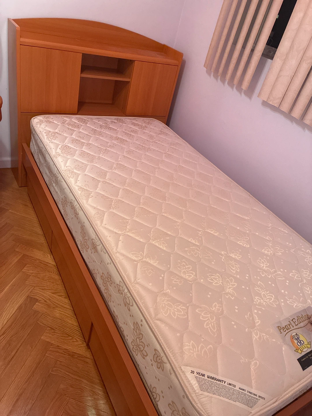 Twin Bed Frame with Storage Headboard and Mattress - photo 3