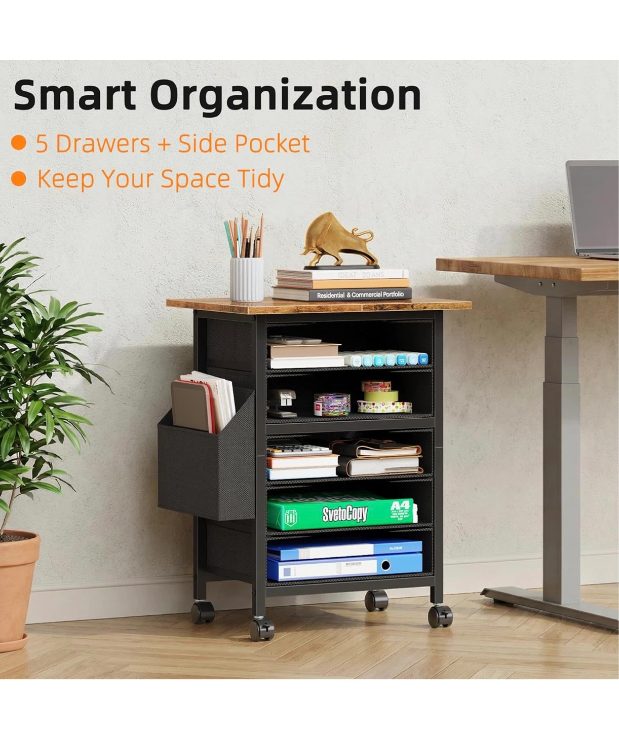 5 Drawer Rolling Printer Stand with Storage H5B - photo 5