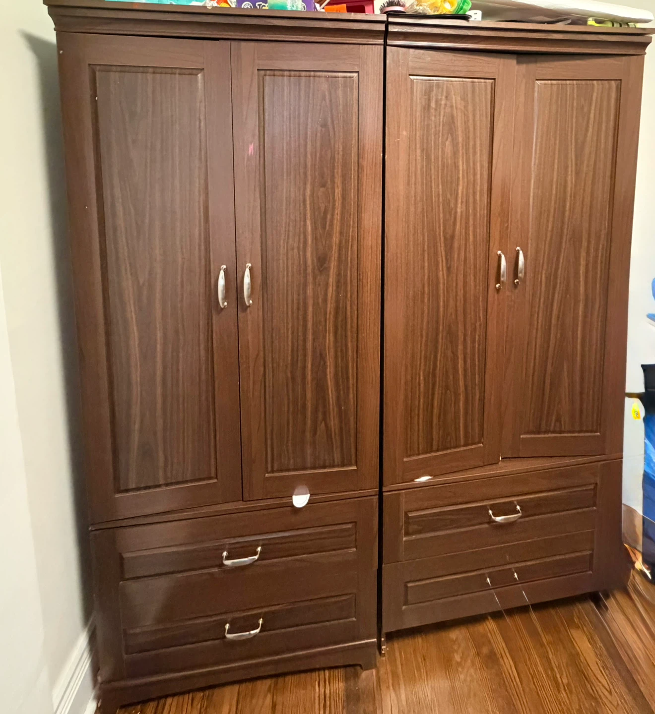 Dark Wood Wardrobe with Drawers