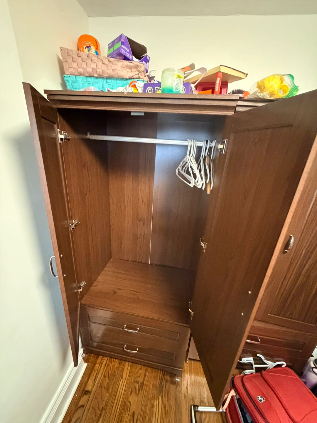 Dark Wood Wardrobe with Drawers - photo 3