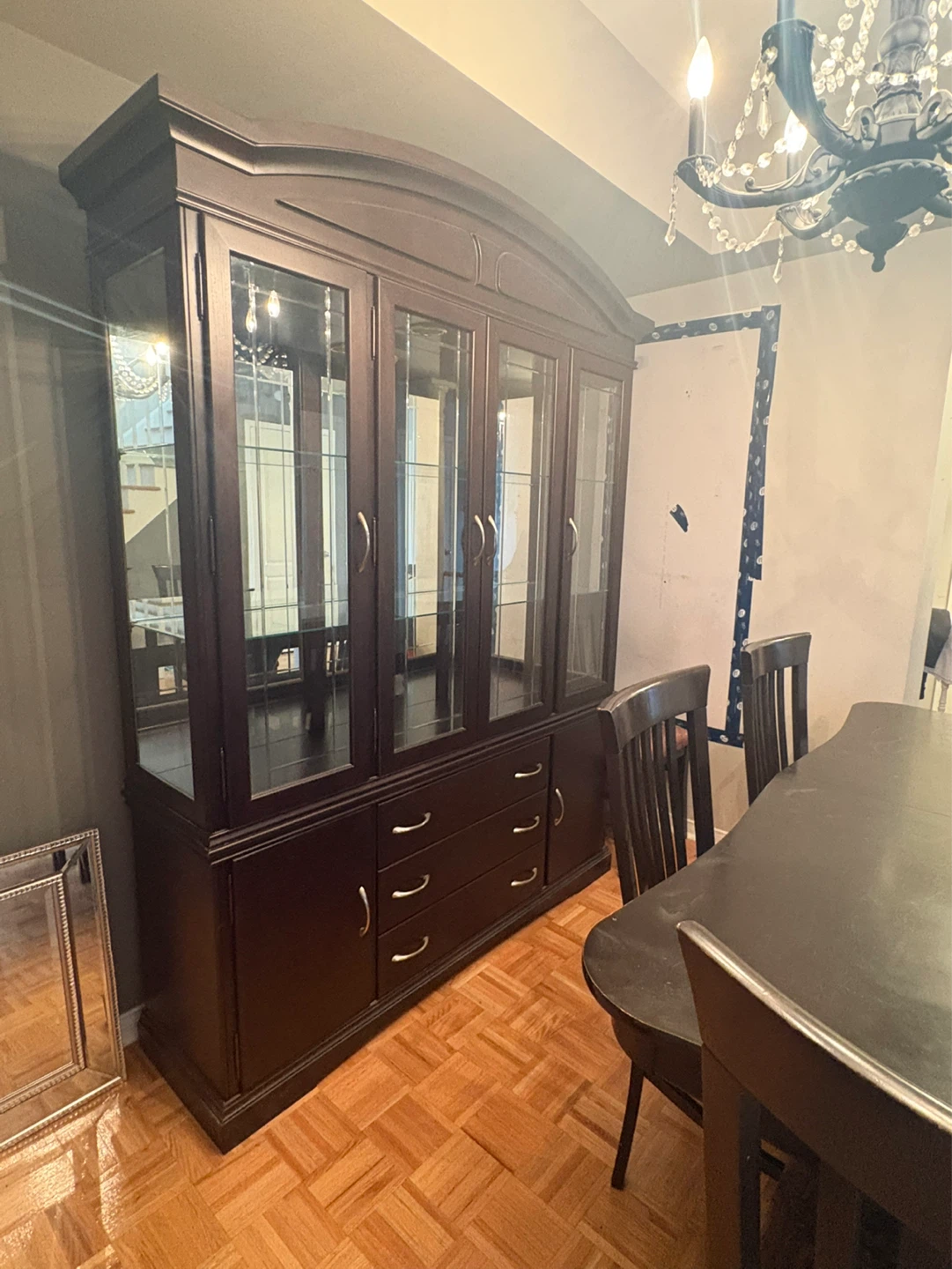 Need Gone!! Dark Wood Dining Table with 6 Chairs and Hutch - photo 2