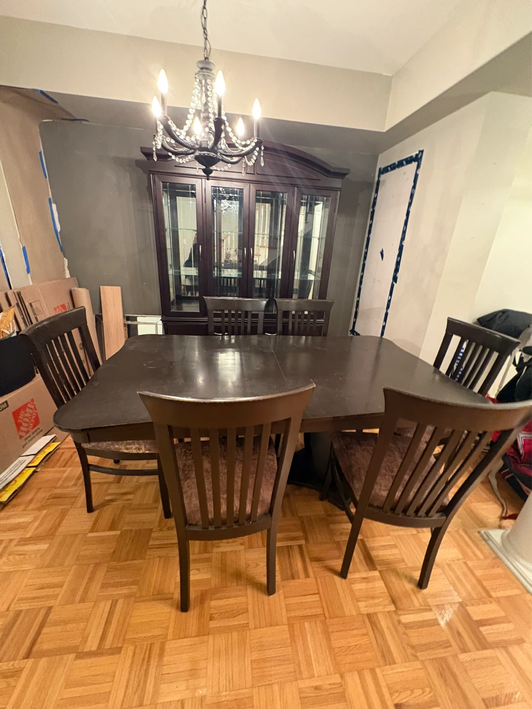 Need Gone!! Dark Wood Dining Table with 6 Chairs and Hutch