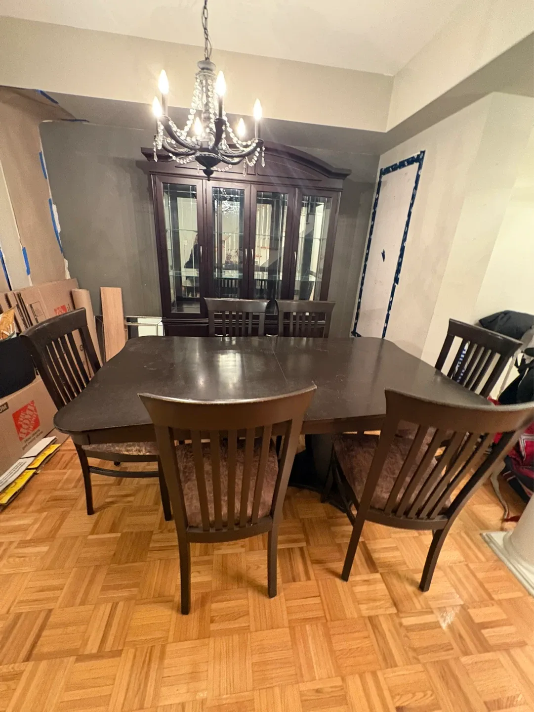 Need Gone!! Dark Wood Dining Table with 6 Chairs and Hutch