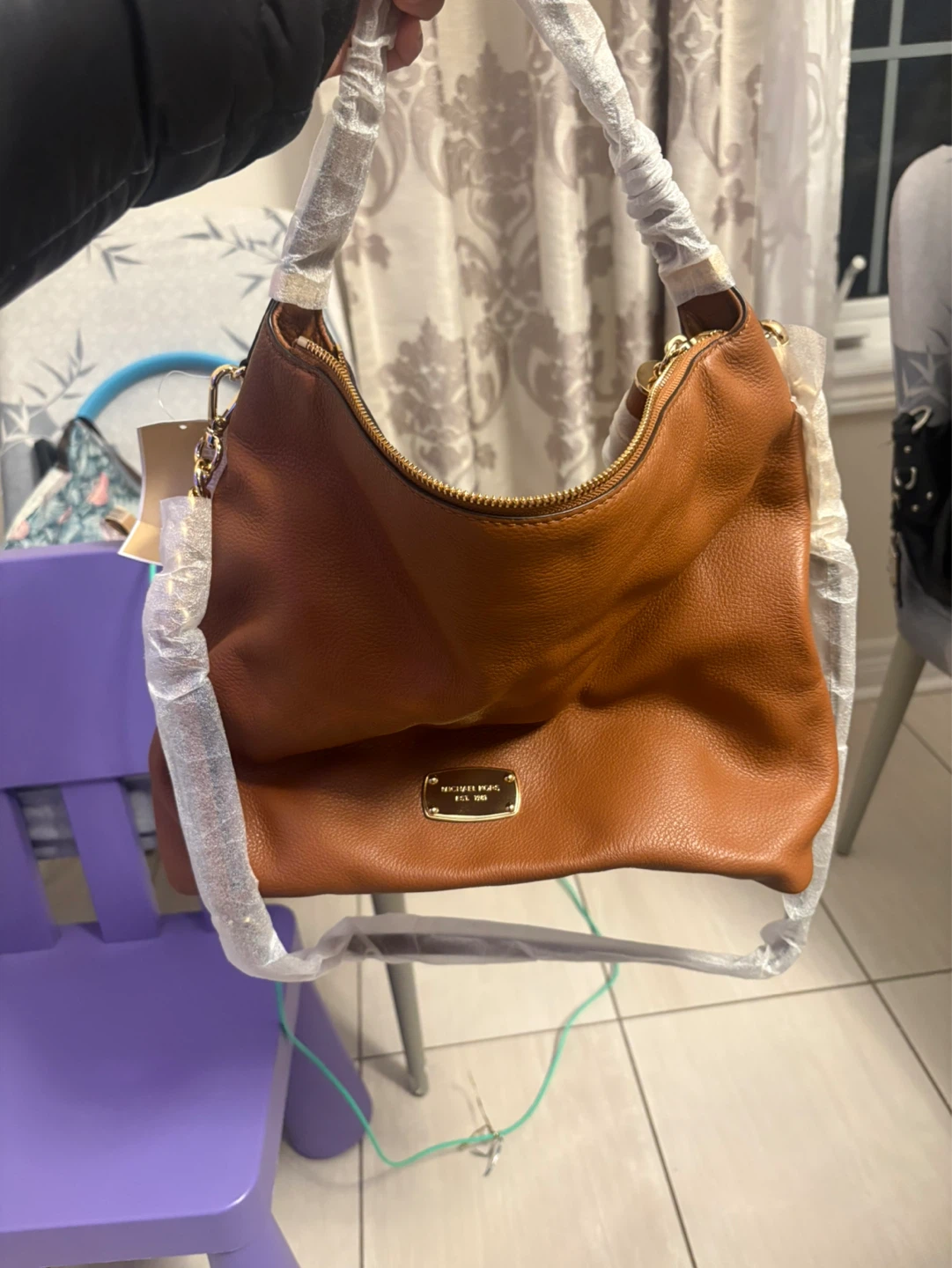 Michael Kors Bedford Luggage Leather Shoulder Bag