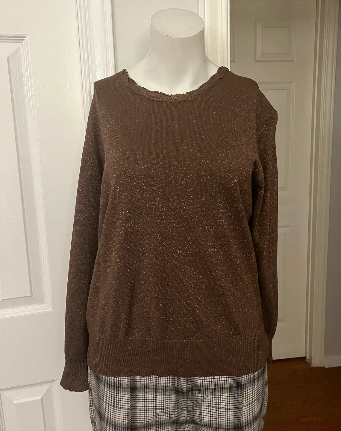 Beta's Choice Brown Sparkly Long Sleeve Top