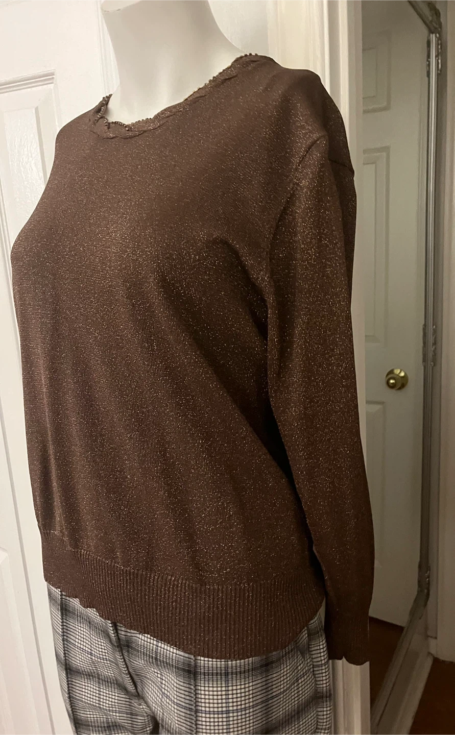 Beta's Choice Brown Sparkly Long Sleeve Top - photo 4