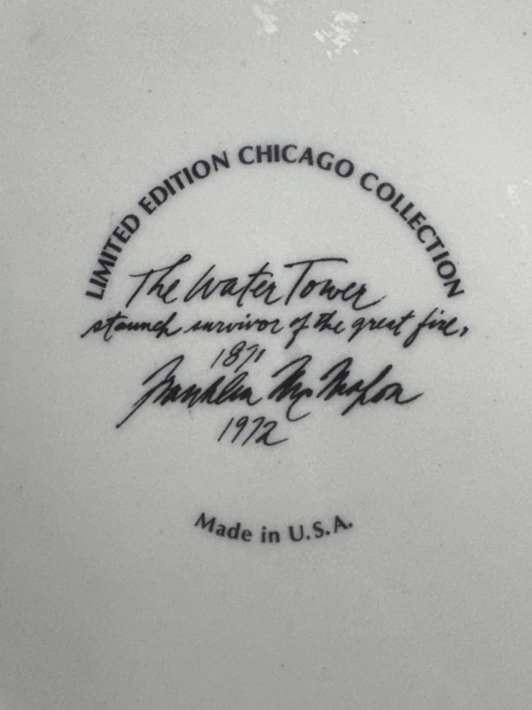 City Of Chicago Plate Water Tower 1972 Franklin McMahon - photo 4