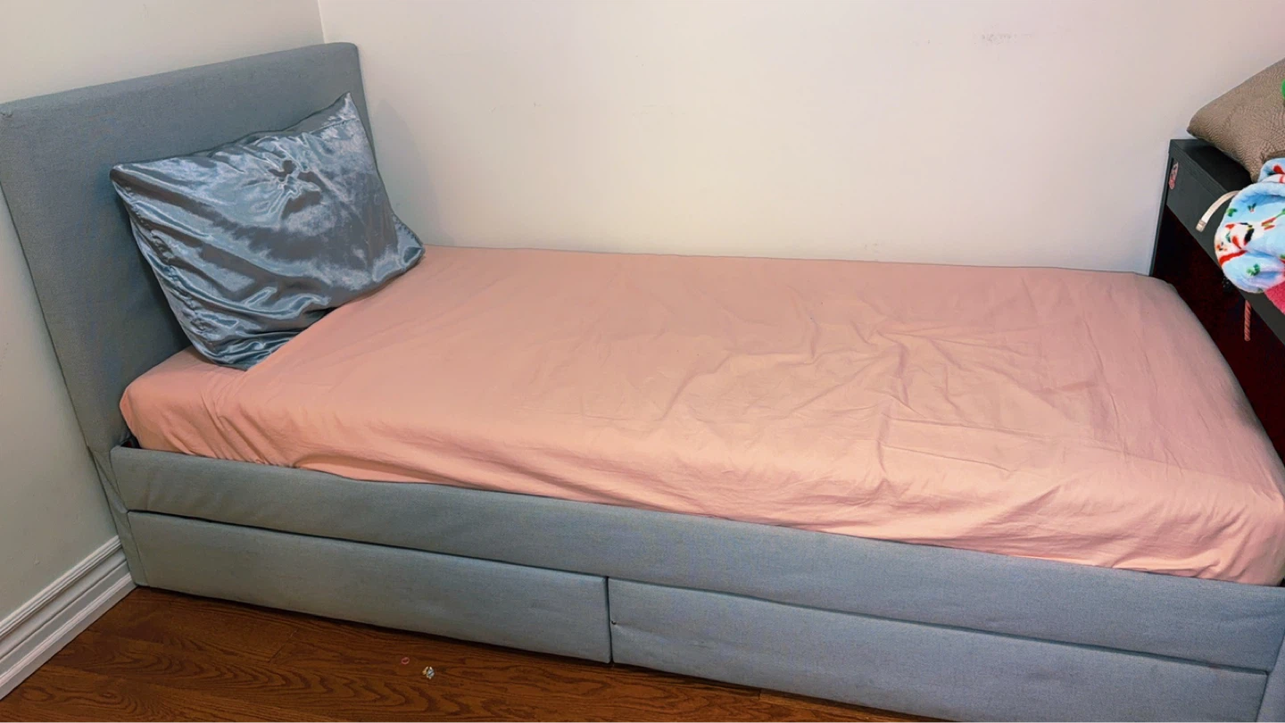 Grey Twin Bed Frame with Storage Drawers - photo 2