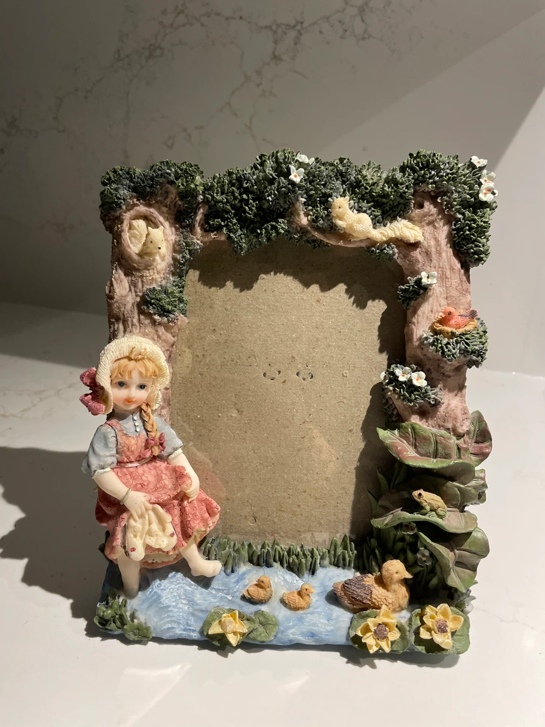 Decorative Picture Frame with Girl and Ducks Scene