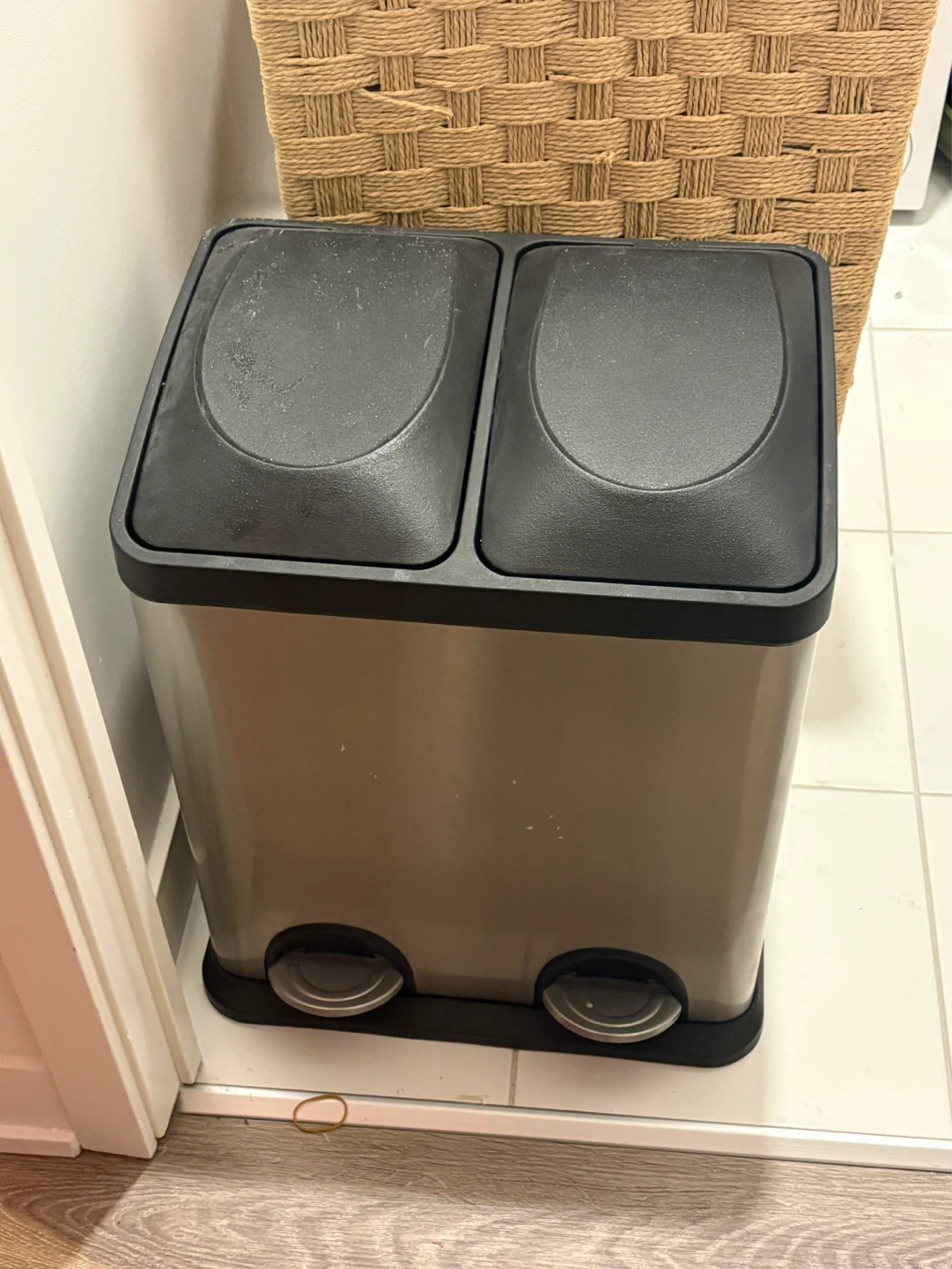 Stainless Steel Rectangular Dual Compartment Step Can