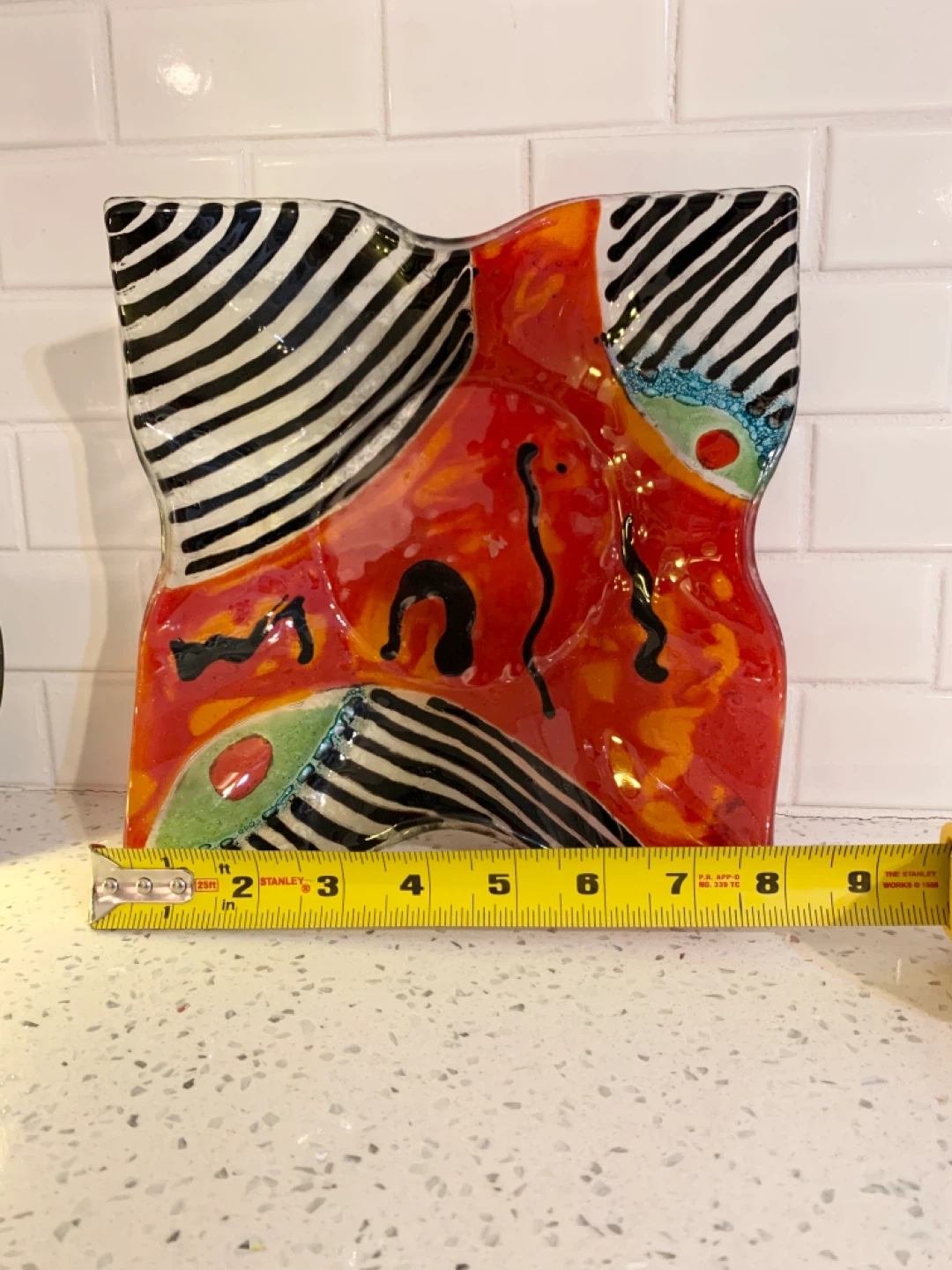 Handmade Egyptian Fused Glass Art Bowl / Decorative Centerpiece - photo 5