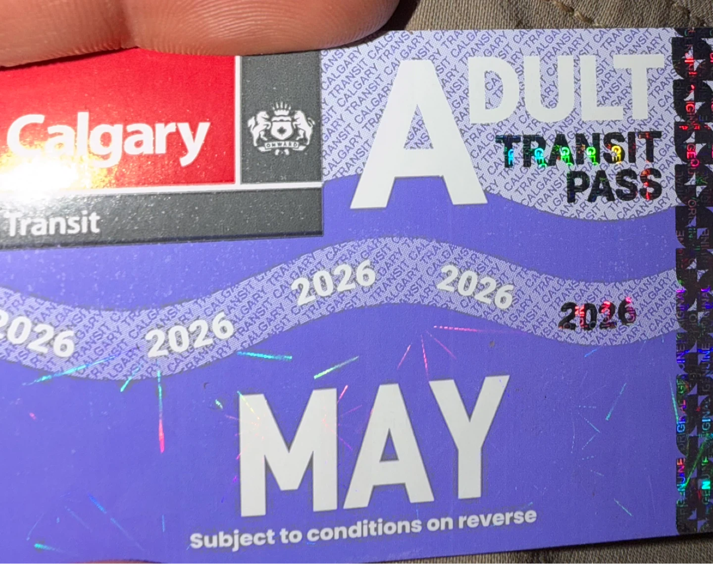 Calgary Transit Adult May 2026 Monthly Pass price is negotiable