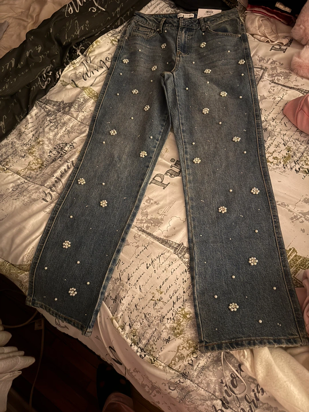 And Now This Women's Embellished Straight Leg Jeans - Size 25