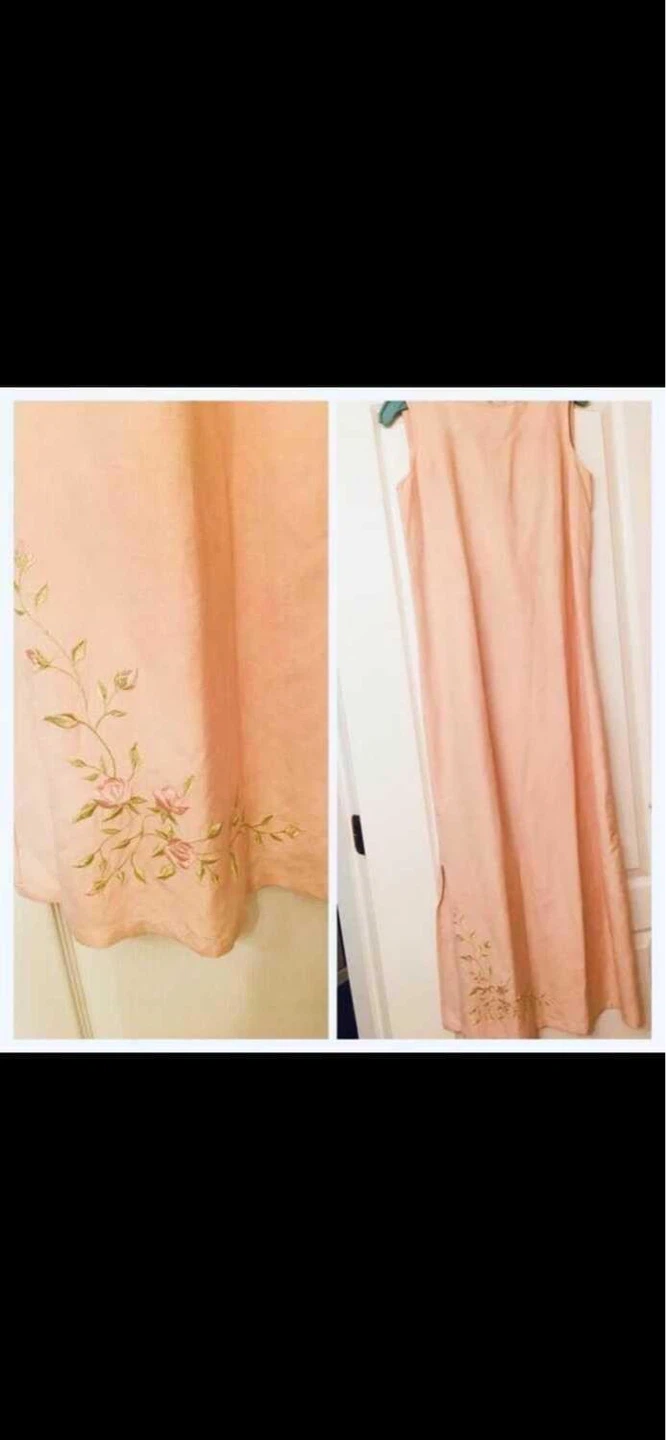 NEW ELEGANT LINEN Embroidered Maxi Dress