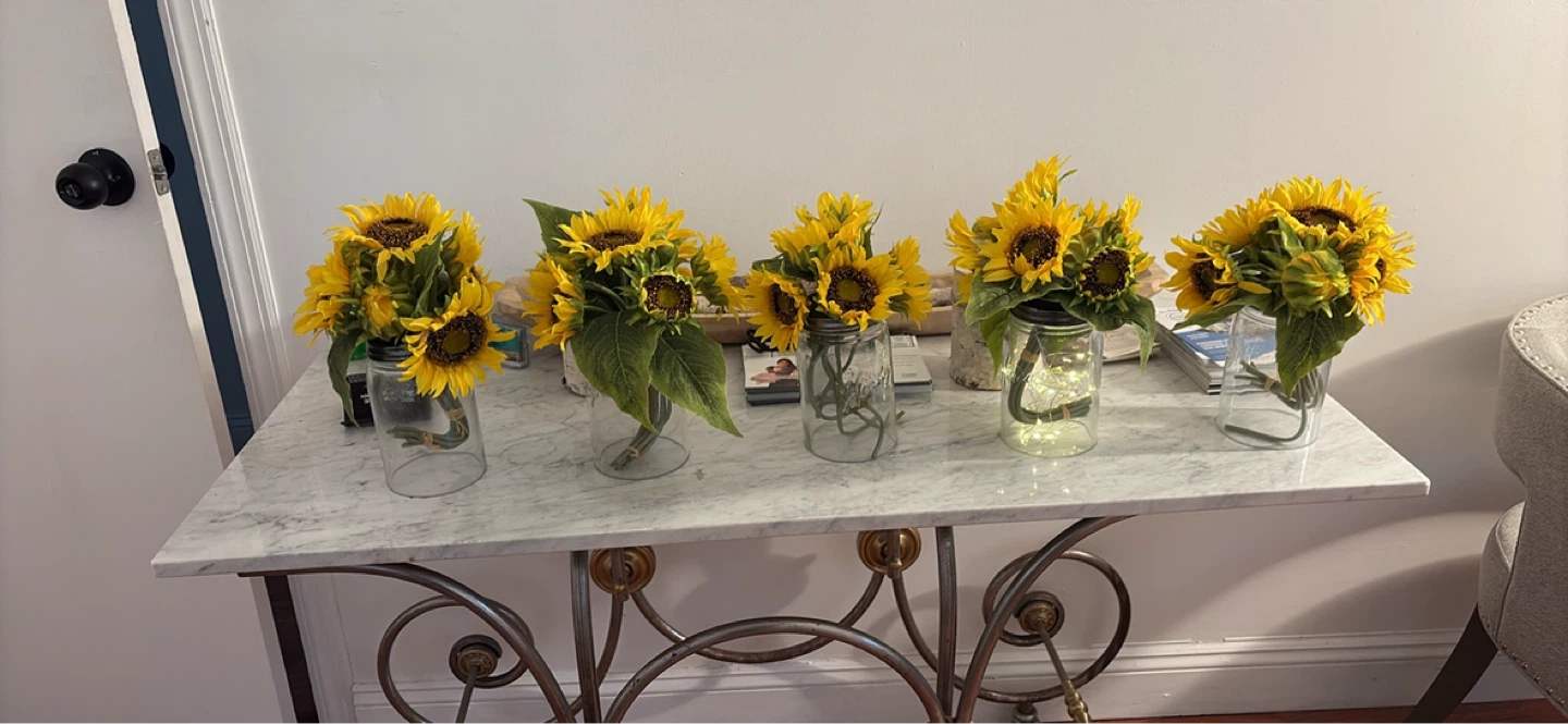 Artificial Sunflower Bouquets in Mason Jars