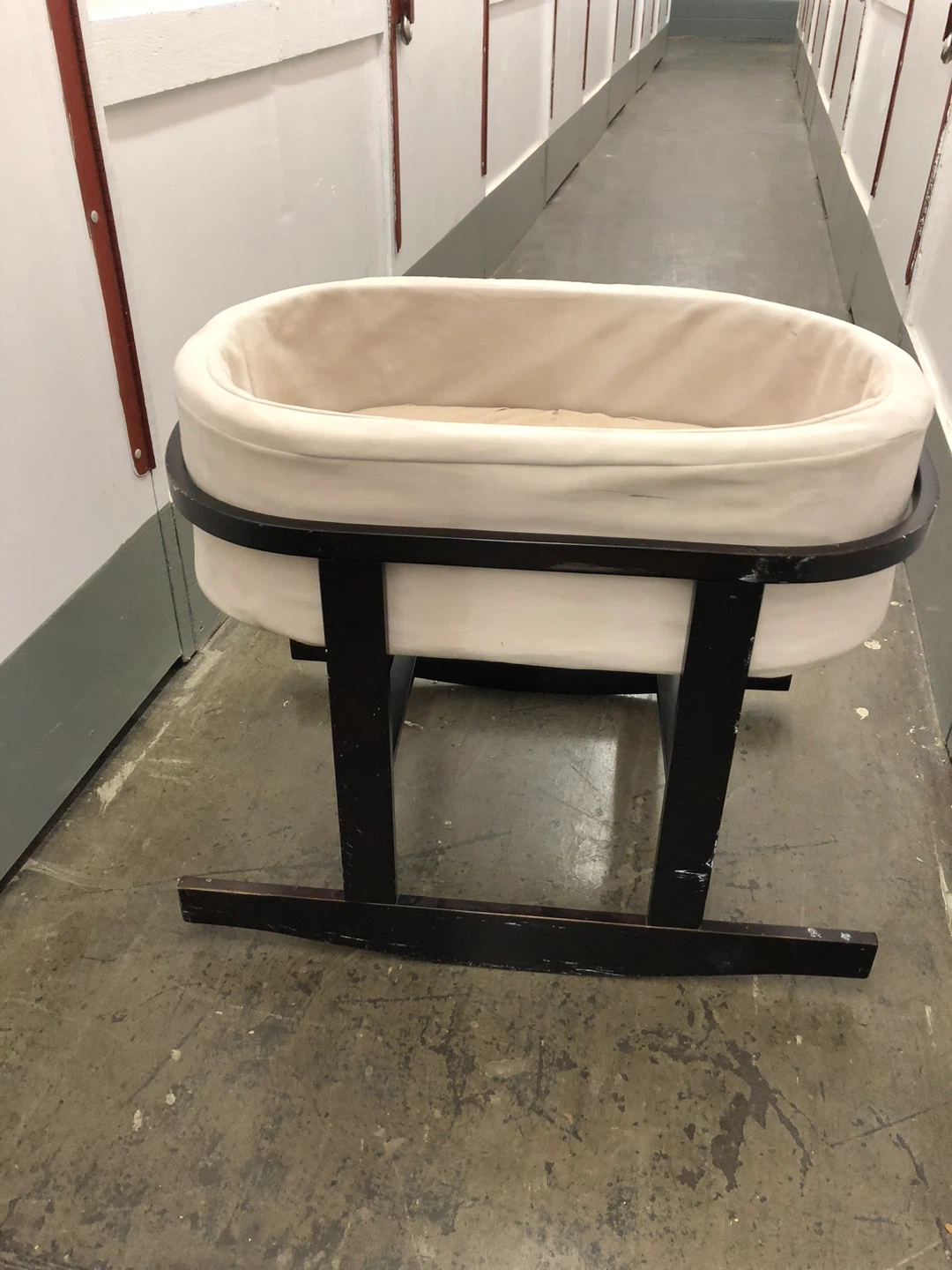 White Bassinet with Dark Wood Stand - photo 4