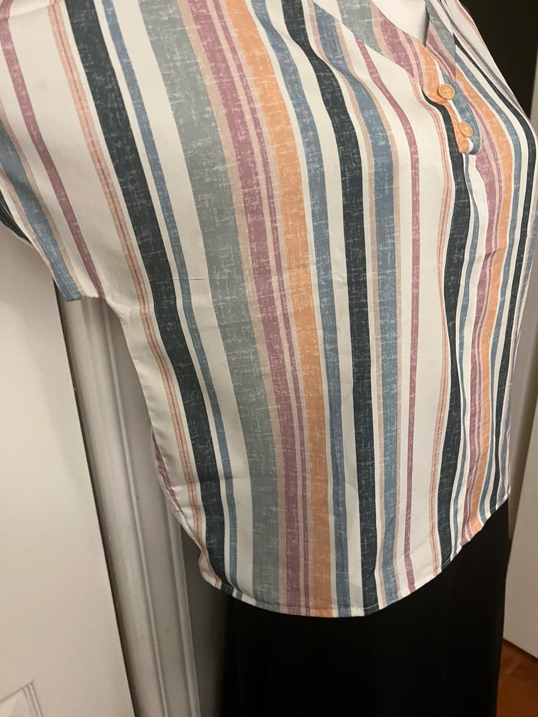 Striped V-Neck Top - photo 4
