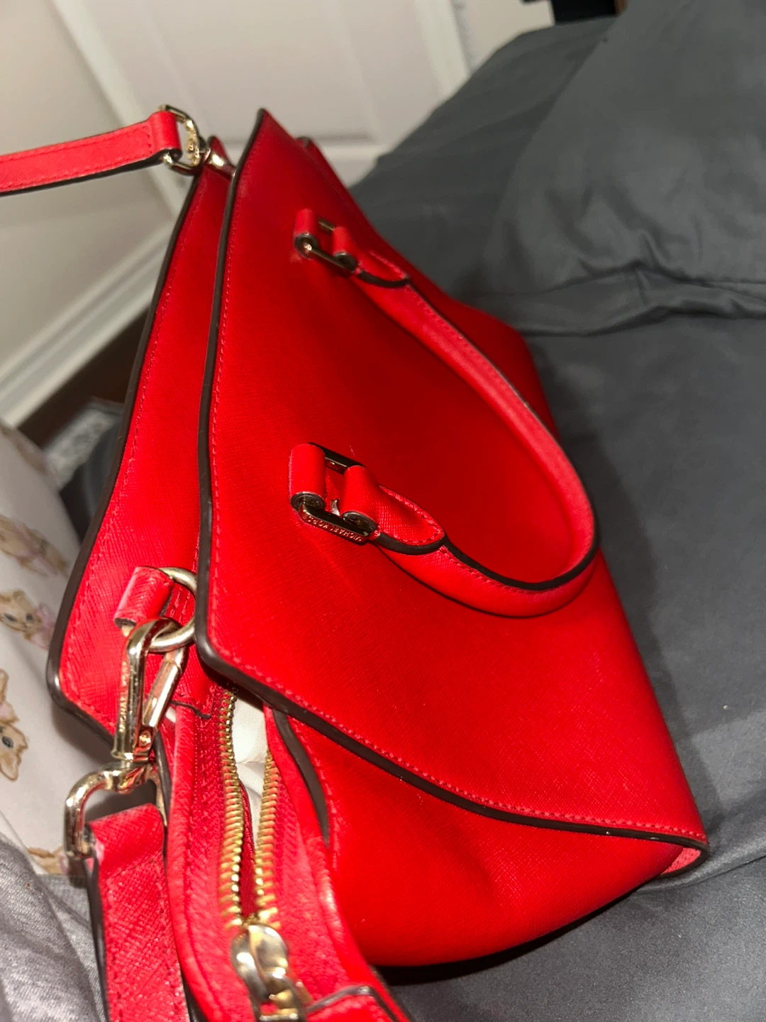 Michael Kors Red Saffiano Leather Satchel Handbag - photo 2