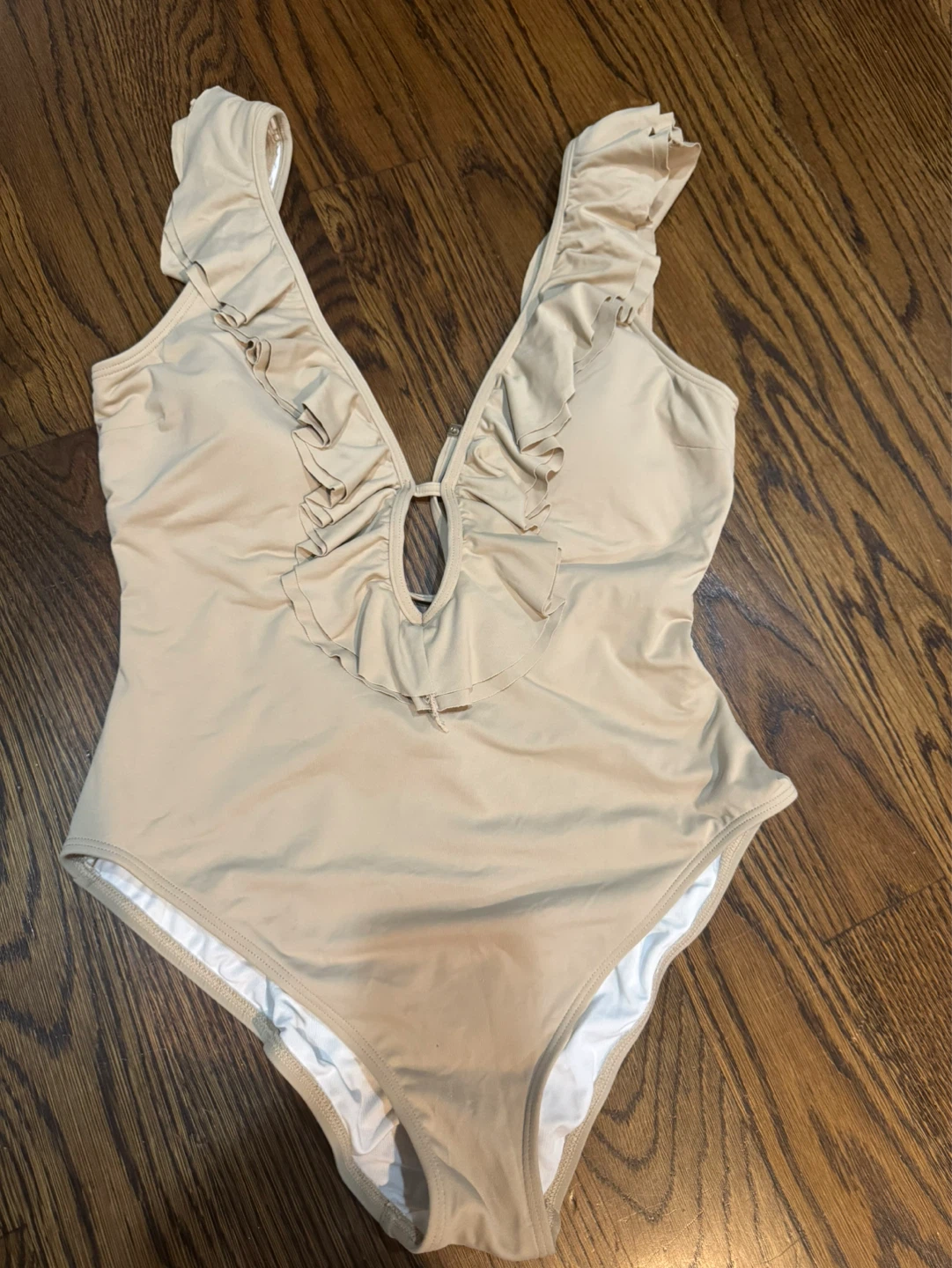 Michael Kors Tan Ruffle One-Piece Swimsuit Size 12