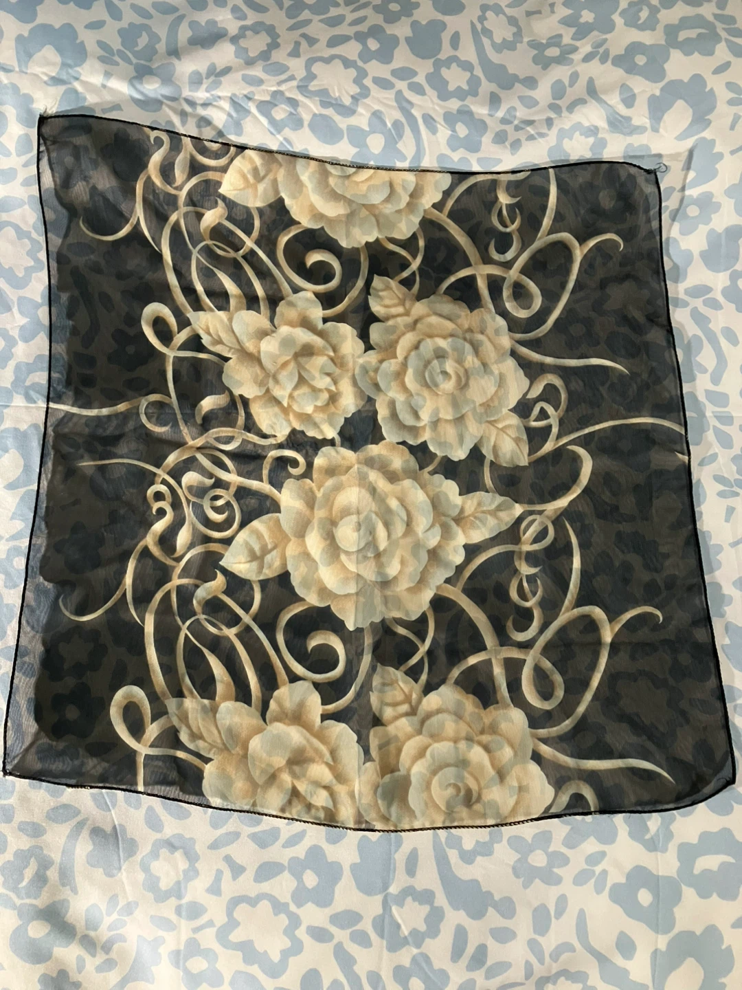 Sheer floral print scarf
