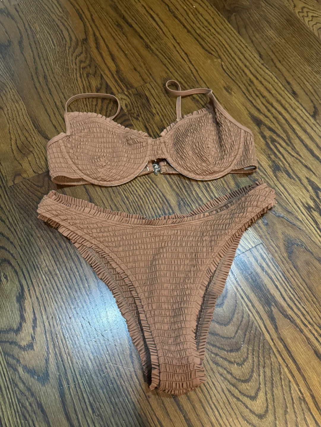 Brown Smocked Bikini Set - Size L