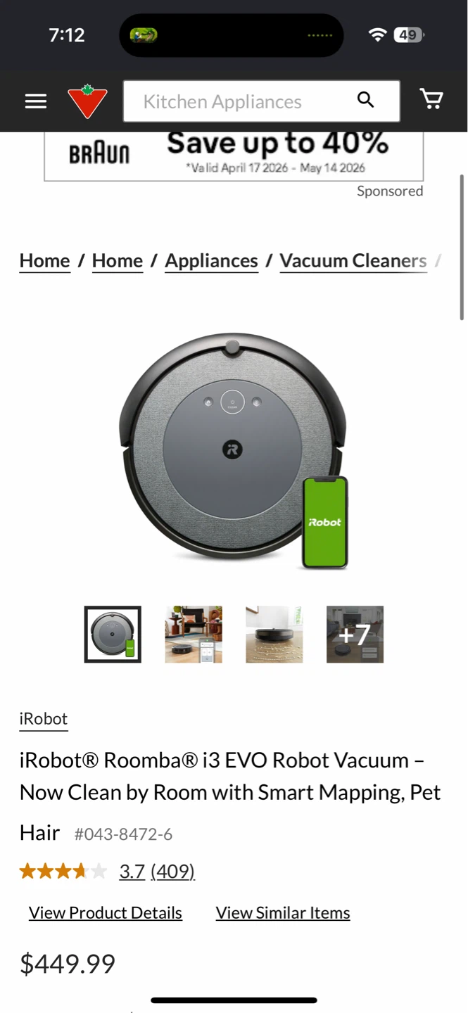 iRobot Roomba i3 Robot Vacuum