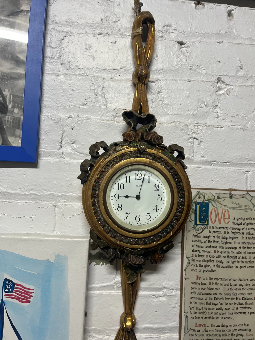 Antique Ornate Hanging Wall Clock - photo 2