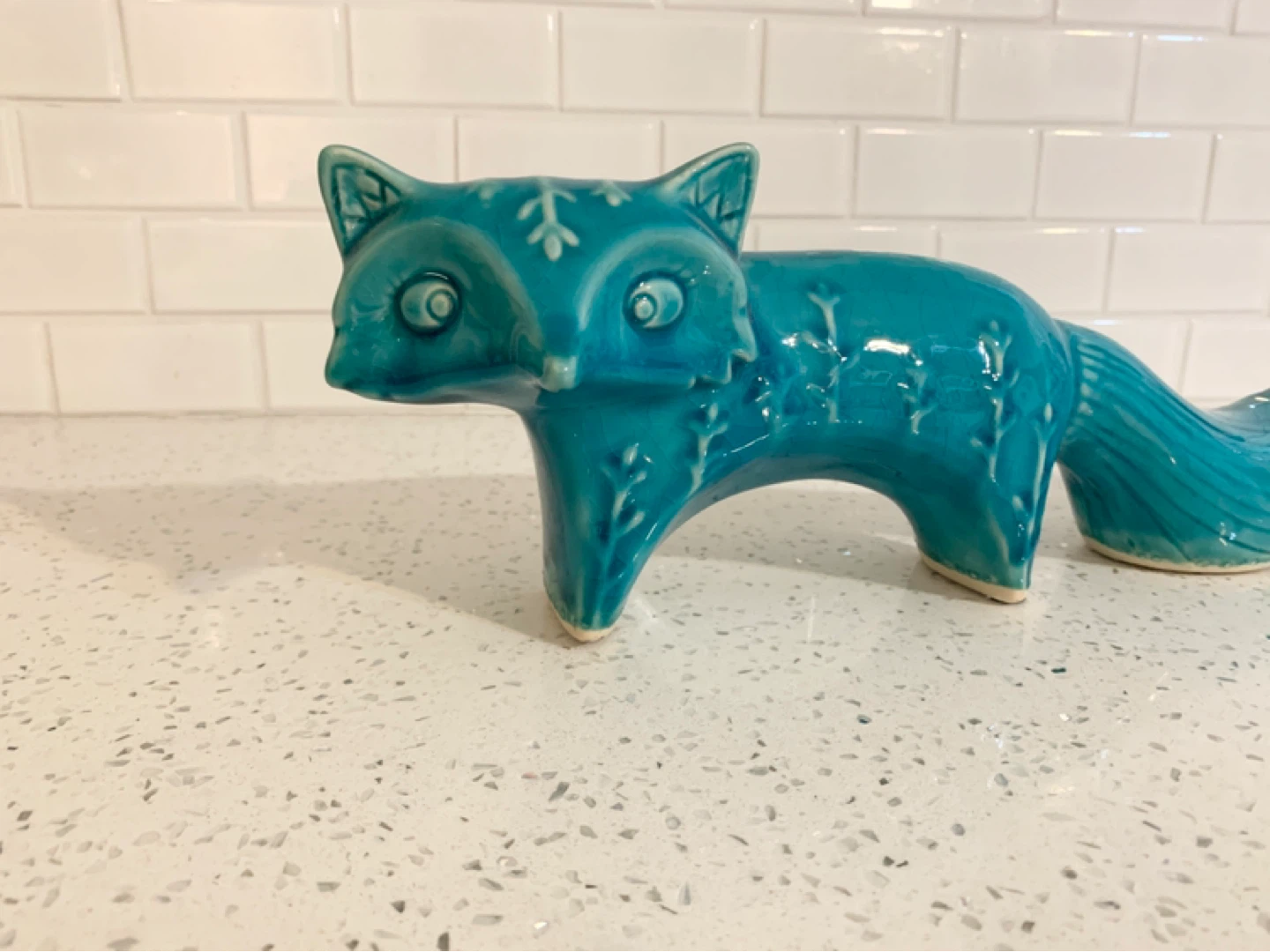 Turquoise Ceramic Fox – Unique Decor