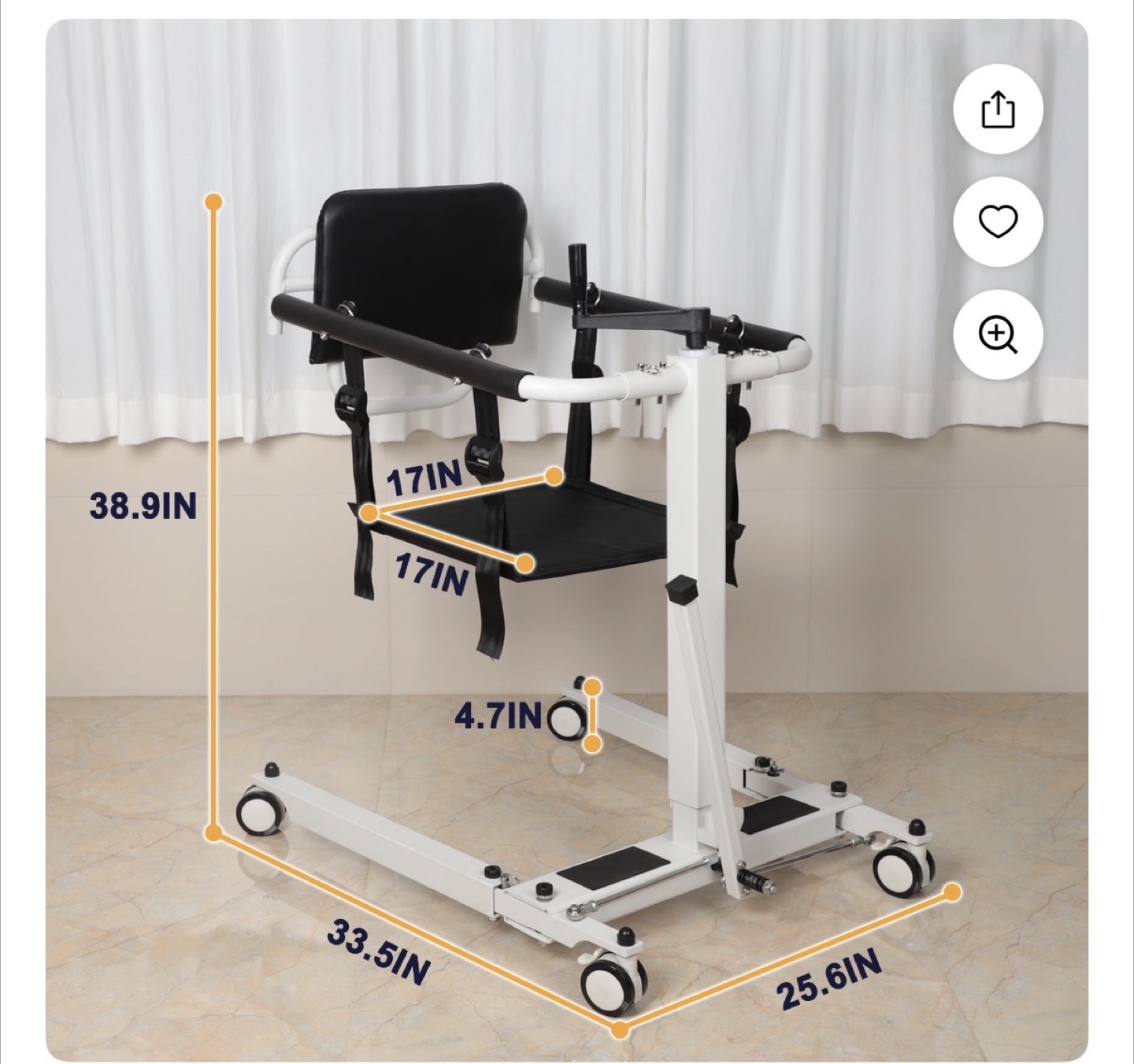 Patient Lift Transfer Chair - Height Adjustable - photo 3