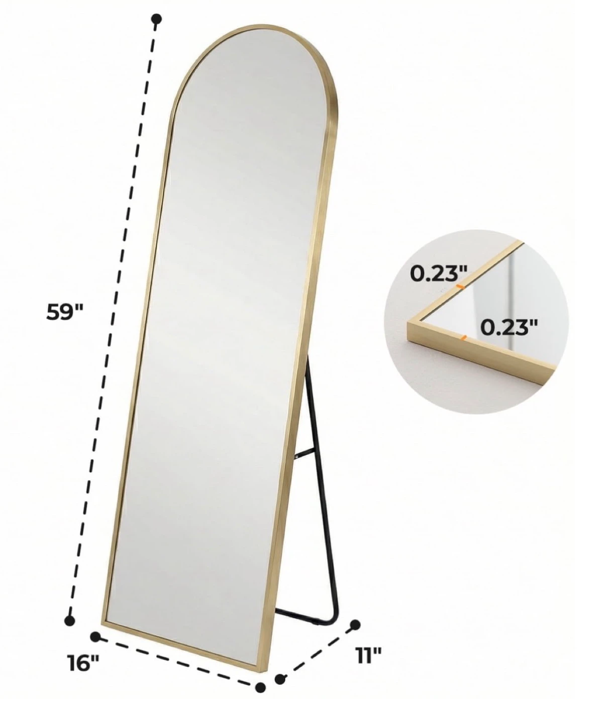 Full Length Arch Mirror - Gold Frame
