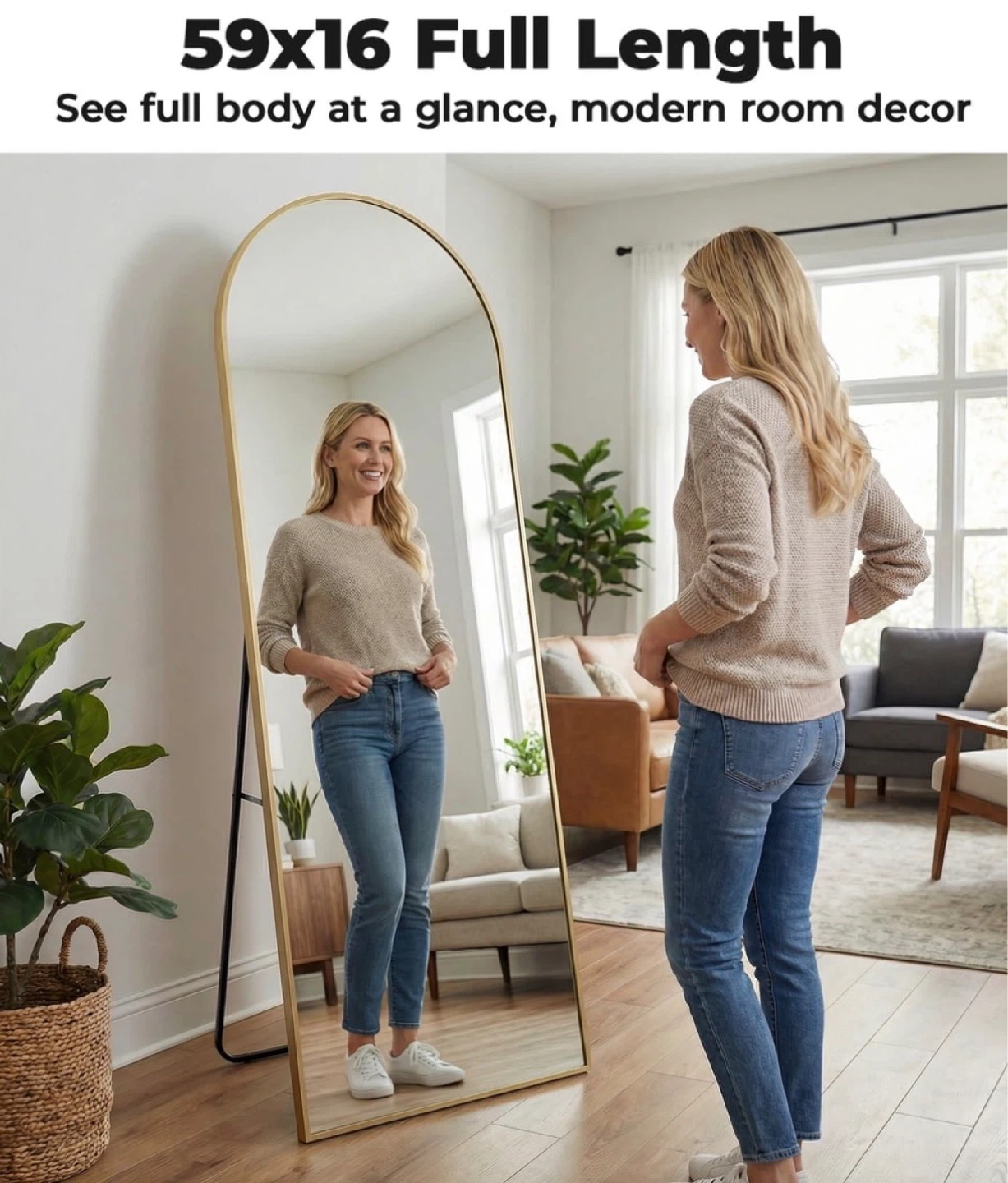 Full Length Arch Mirror - Gold Frame - photo 2