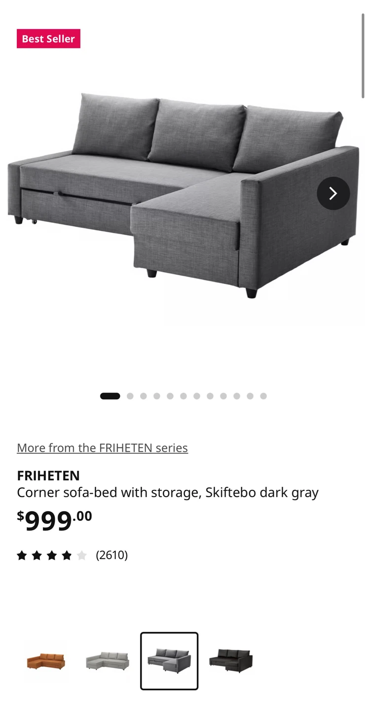 IKEA FRIHETEN Corner Sofa-bed with Storage, Dark Gray