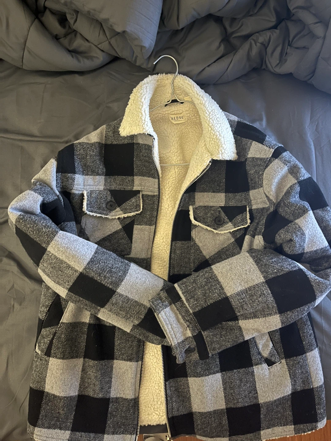 HEDGE Plaid Sherpa Lined Jacket