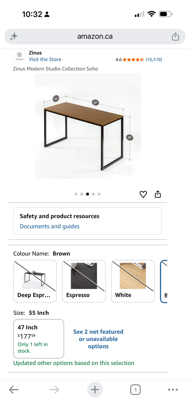 Zinus Modern Studio Soho Desk - Espresso