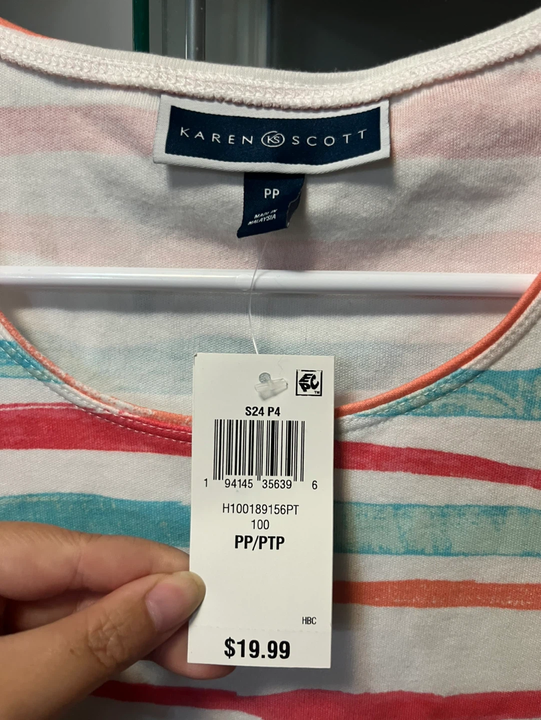 New Karen Scott Women's Striped Short Sleeve Top PP - photo 2