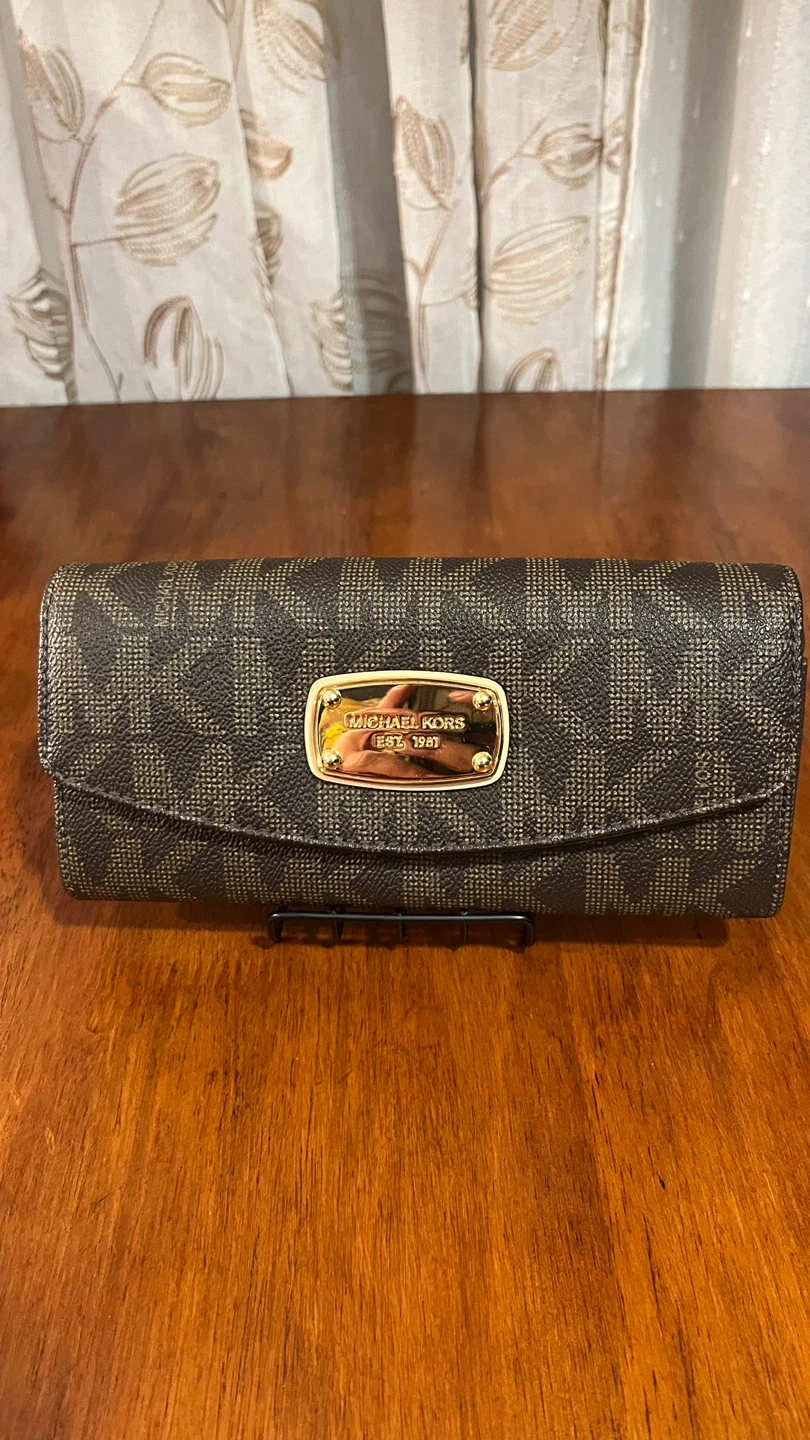 Michael Kors Women's Brown Logo Print Bifold Wallet