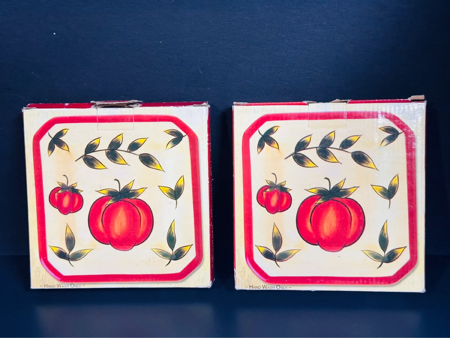 Giftco Square Ceramic Appetizer Plates Set of 2 Tomato