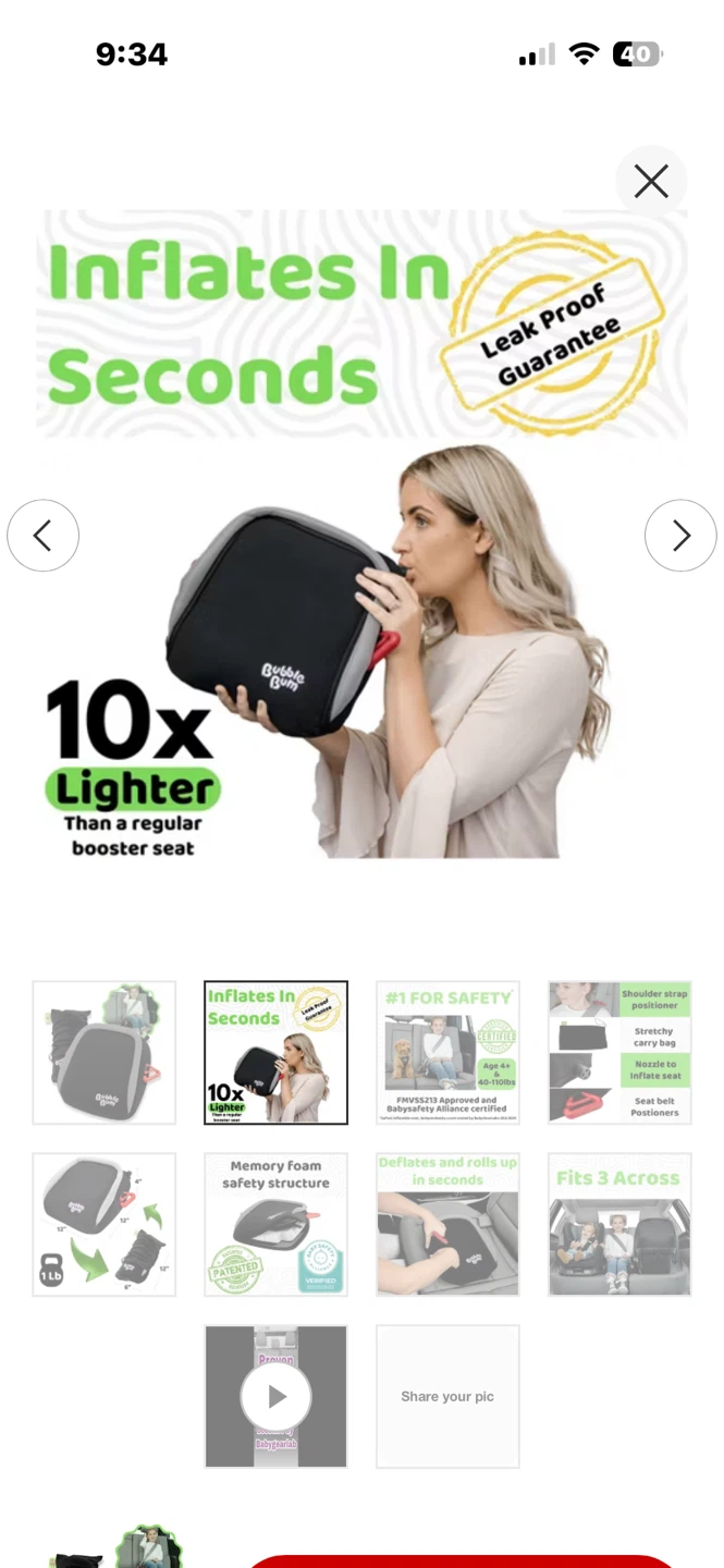 Bubble Bum Inflatable Booster Seat - photo 3