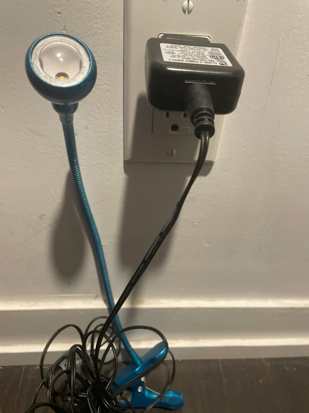 Blue Clip-On Reading Light with Power Adapter