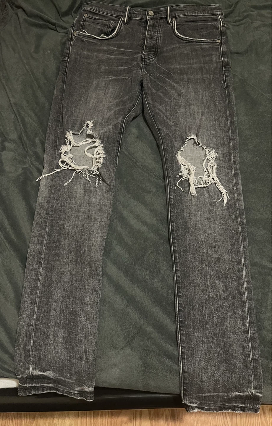 Purple Brand Distressed Grey Jeans