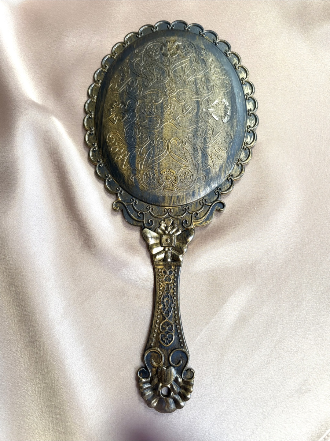Vintage Ornate Handheld Hard Plastic Mirror - photo 3
