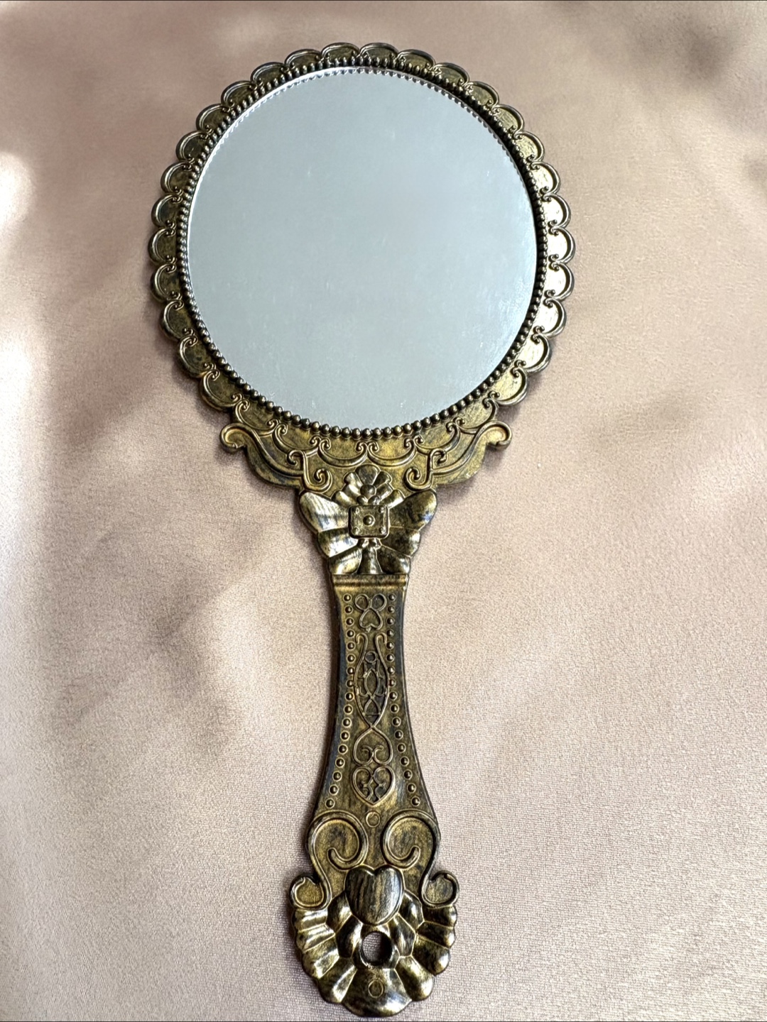 Vintage Ornate Handheld Hard Plastic Mirror